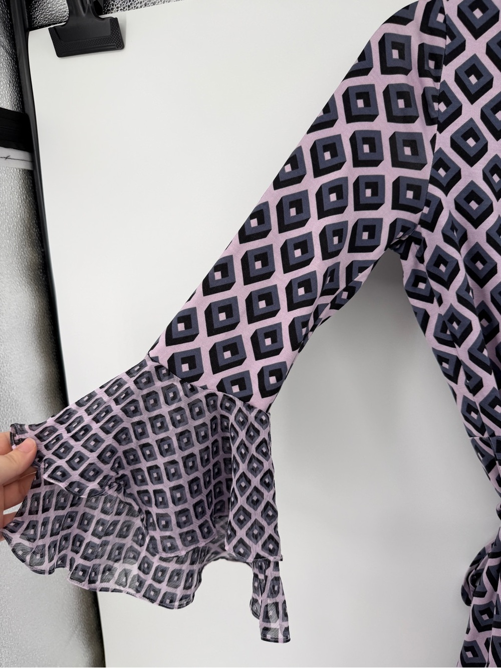 Diane Von Furstenberg Whimsigoth Retro Office Siren Lavender/Navy Midi Dress Sz8 - Picture 8 of 14